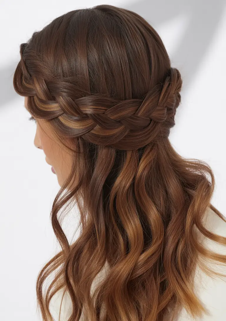 braids hairstyles 2026 Half Crown Romantic Weave