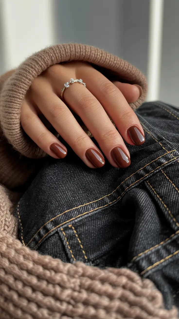 brown nails 2026 Soft Cocoa Rounds for Everyday Wear