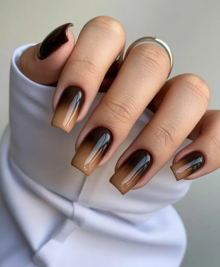 brown nails 2026 Smoky Brown Ombre Melt