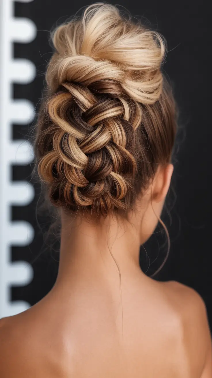 buns-hairstyles-blonde-braided-twist-bun