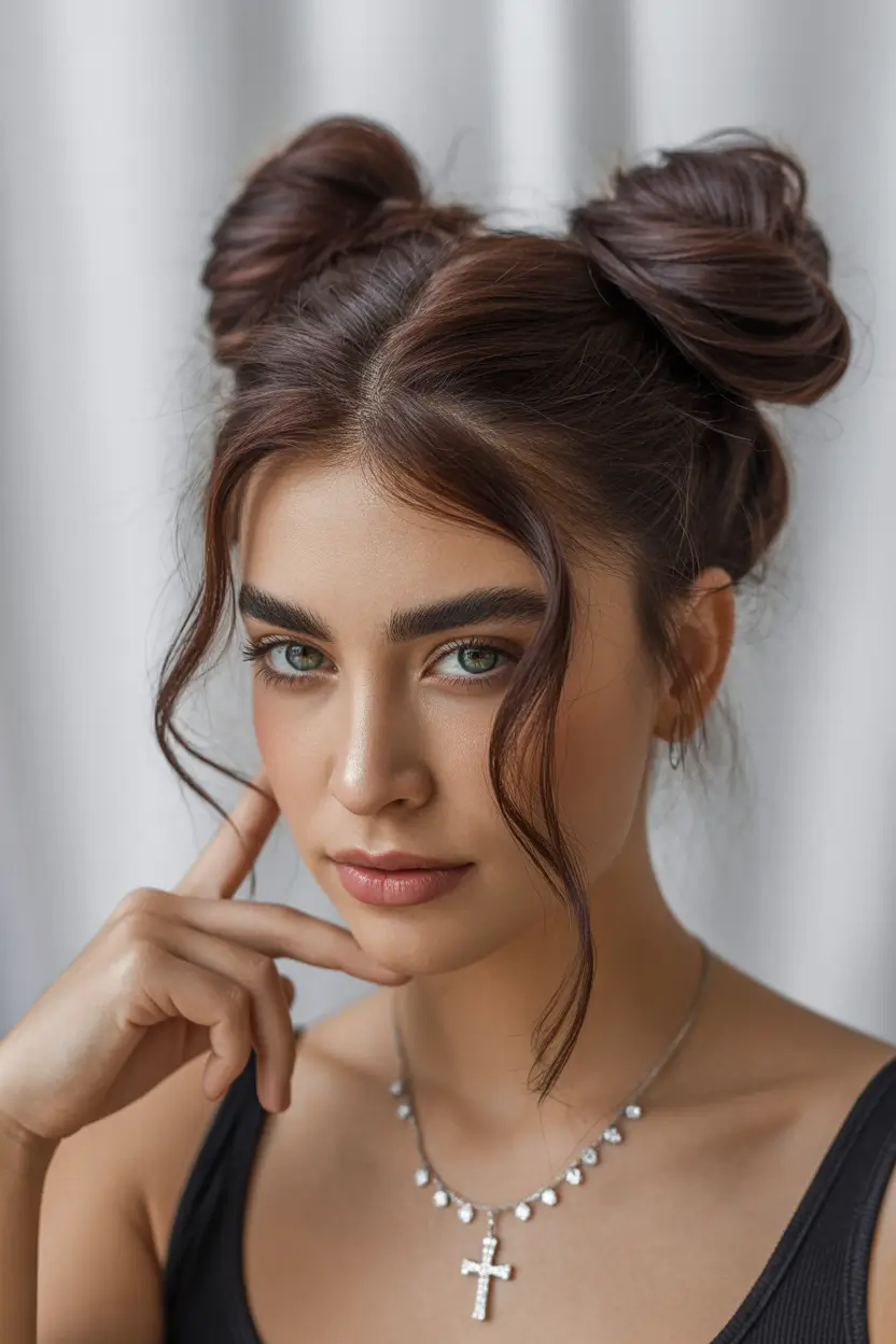 buns-hairstyles-playful-double-buns