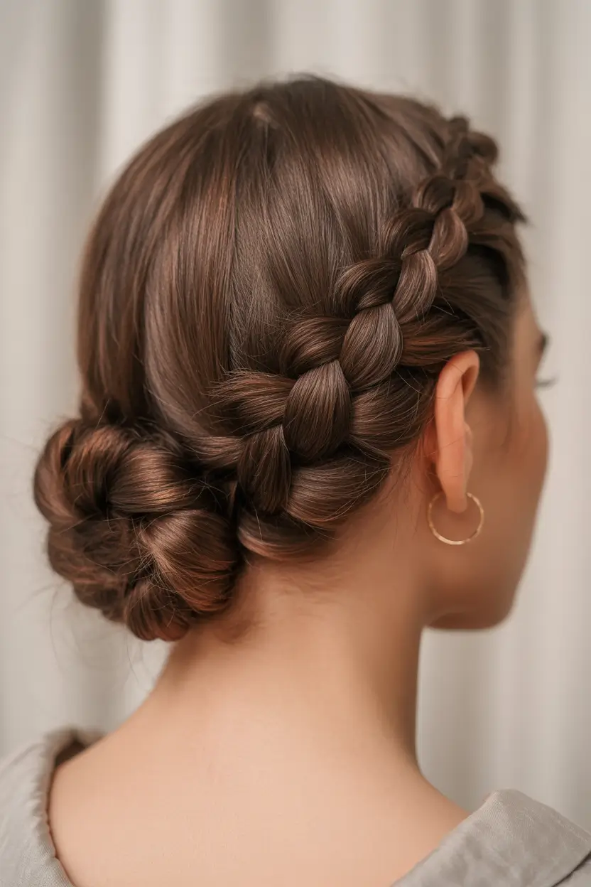 buns-hairstyles-side-braided-low-bun