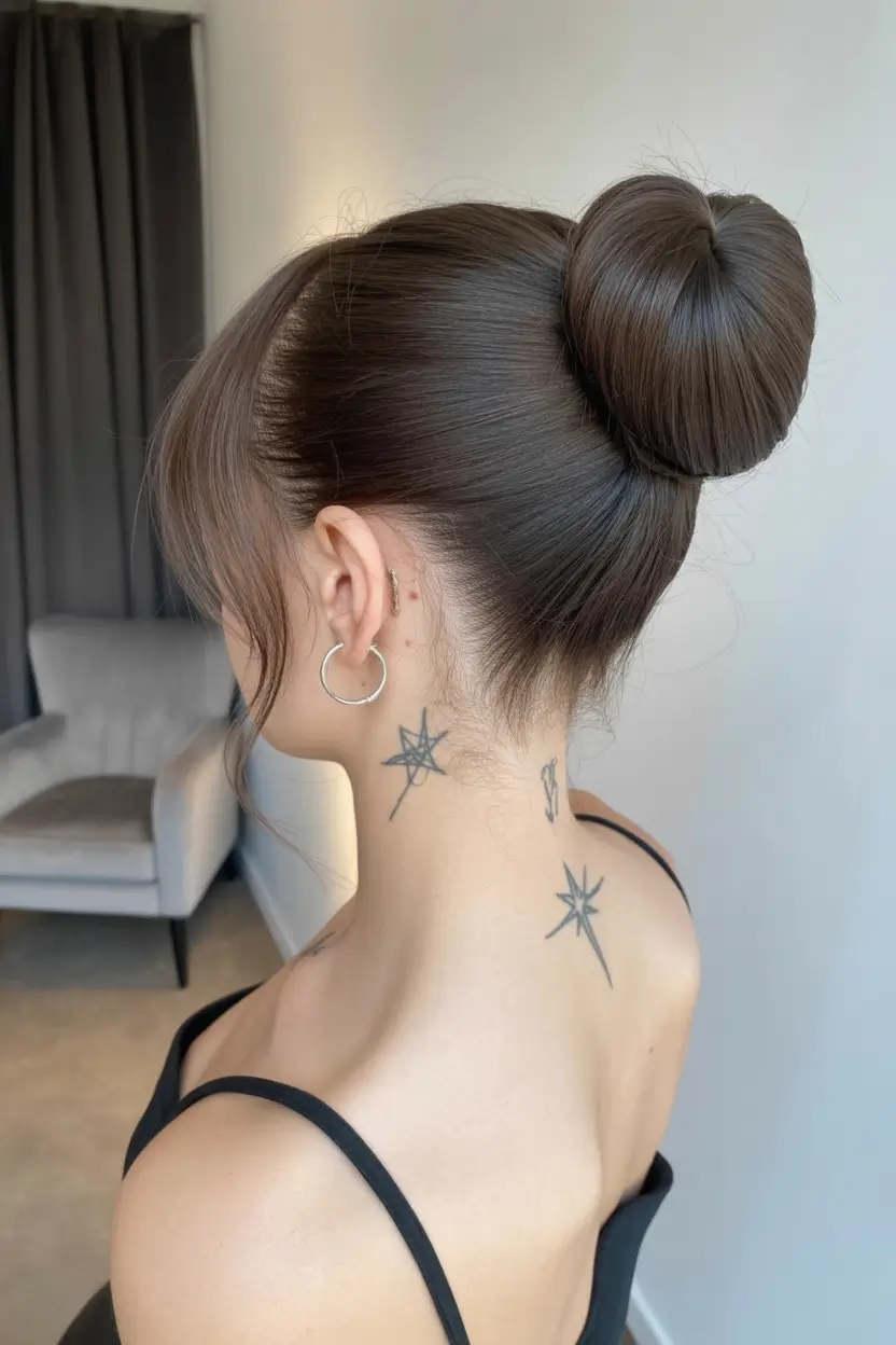 buns-hairstyles-polished-sleek-top-bun
