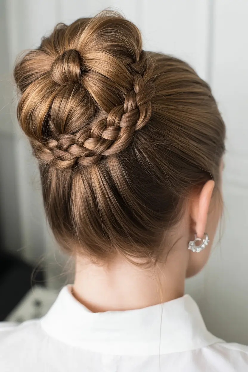 buns-hairstyles-textured-braided-crown-bun