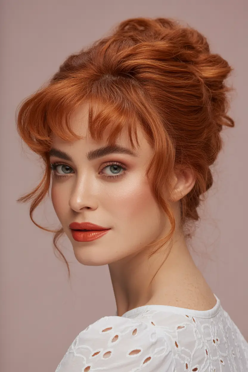 buns-hairstyles-retro-copper-voluminous-bun