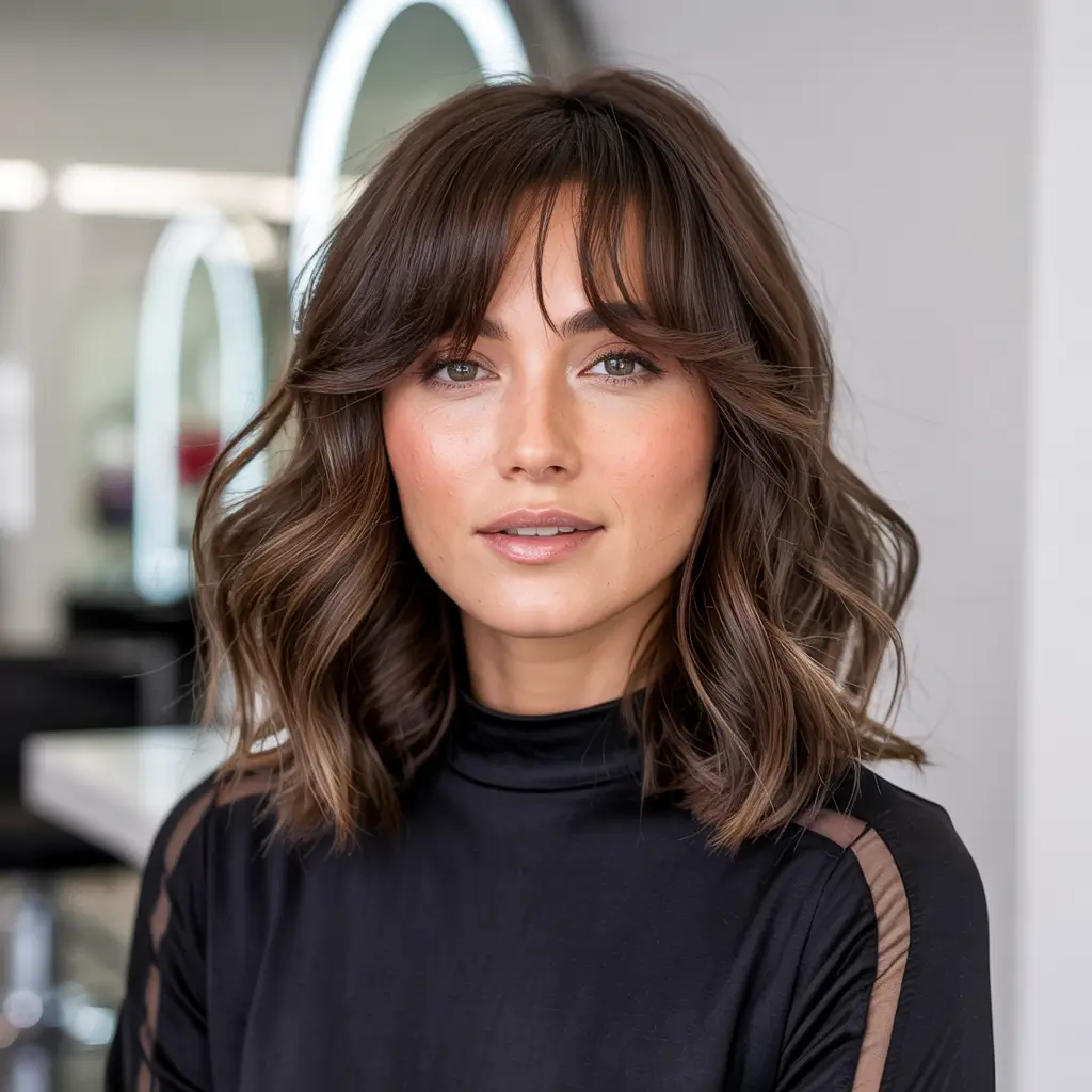 Butterfly Haircut 2026 Chocolate Shag with Effortless Bangs