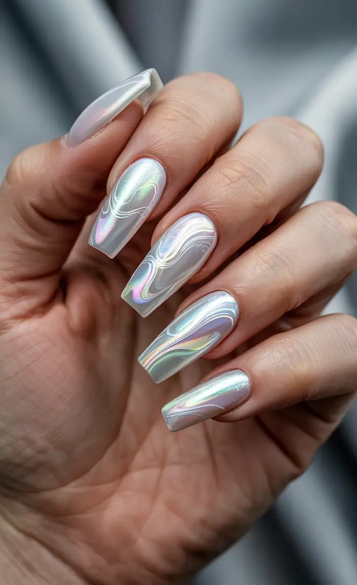 cat eye nails 2026 Iridescent Pearl Wave
