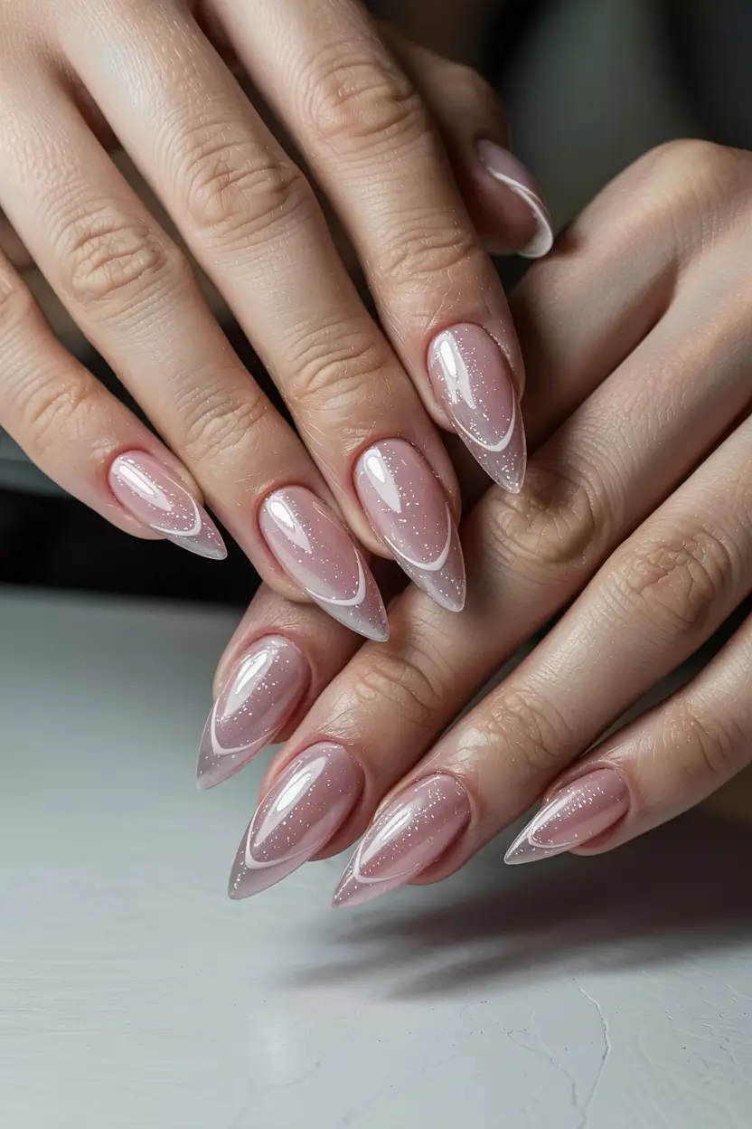 cat eye nails 2026 Frosted Nude French Glow