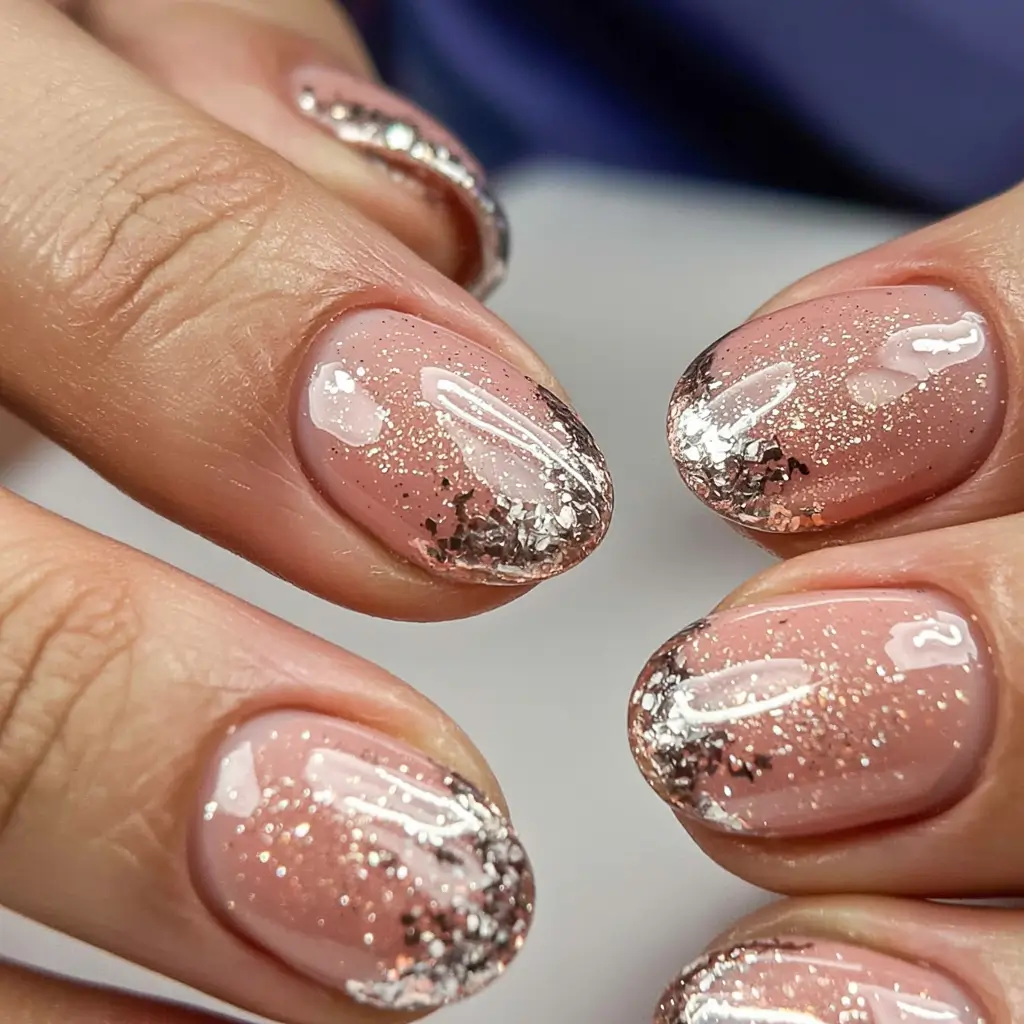 cat eye nails 2026 Champagne Glitter Fade