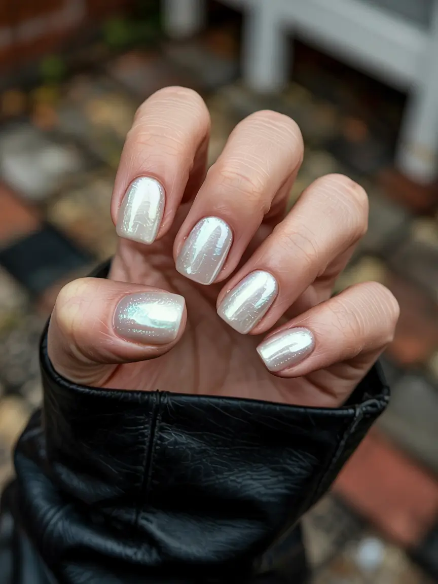 cat eye nails 2026 Pearl Sheen Winter Glow