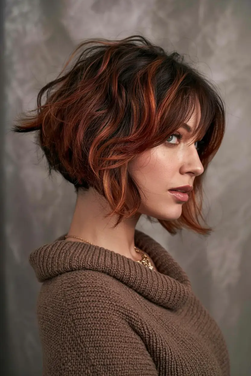 choppy bob haircuts 2026 Fiery Copper Dimension