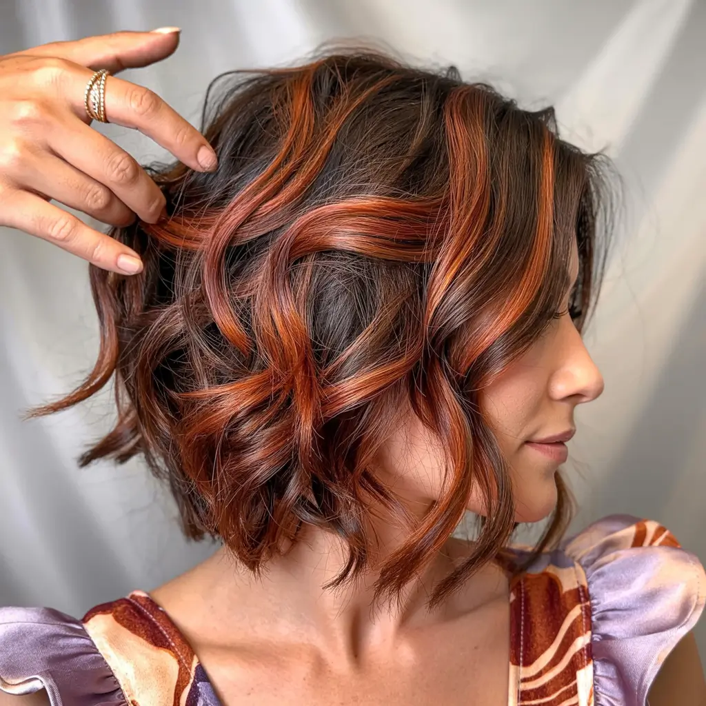 choppy bob haircuts 2026 Cinnamon Spice Glow