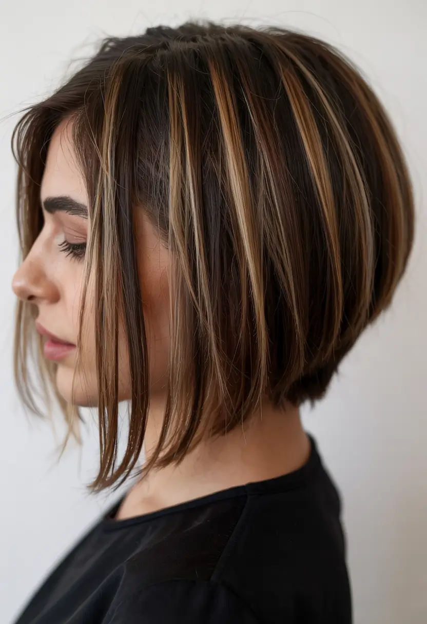 choppy bob haircuts 2026 Layered Highlighted Bob Glow