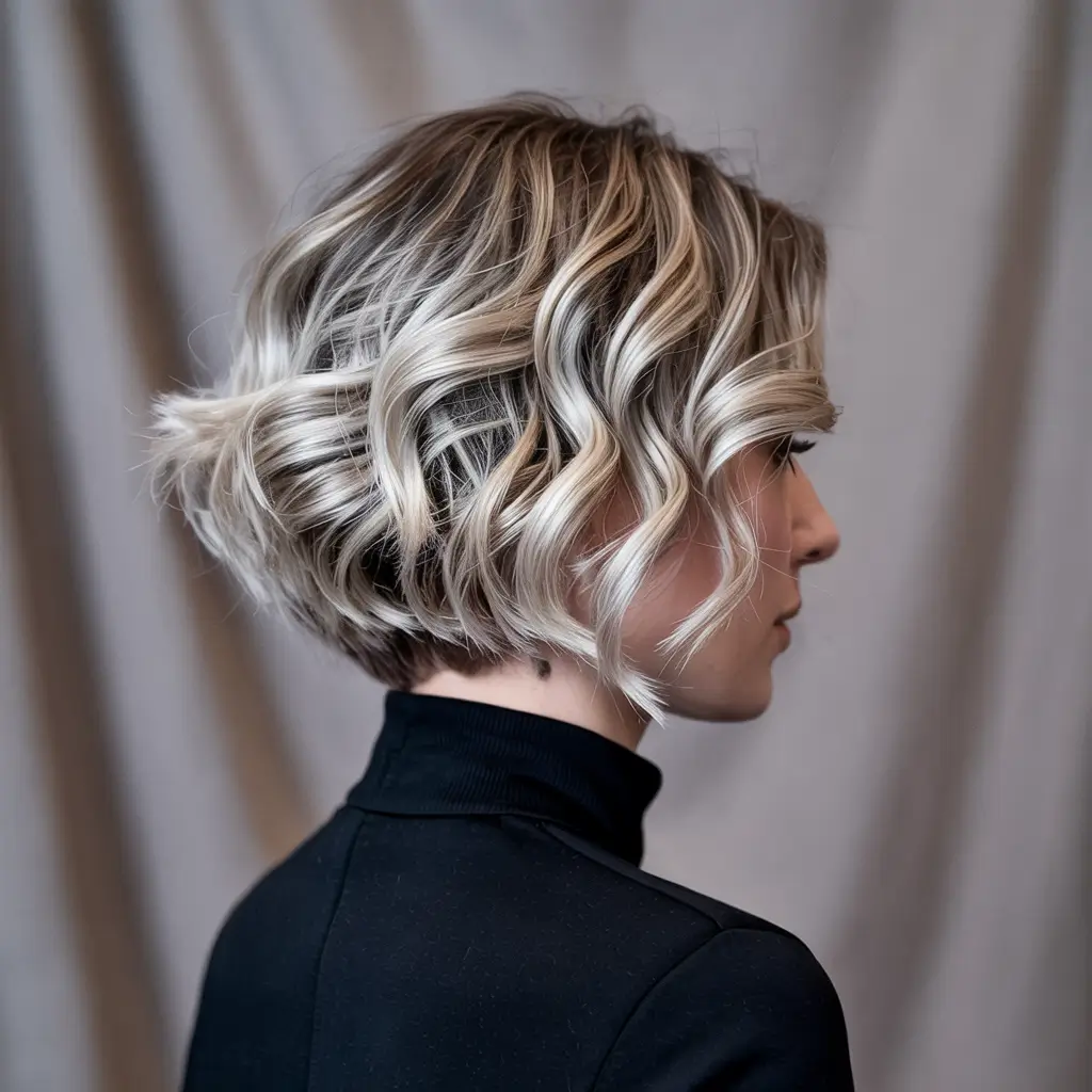 choppy bob haircuts 2026 Platinum Waves With Polished Edge