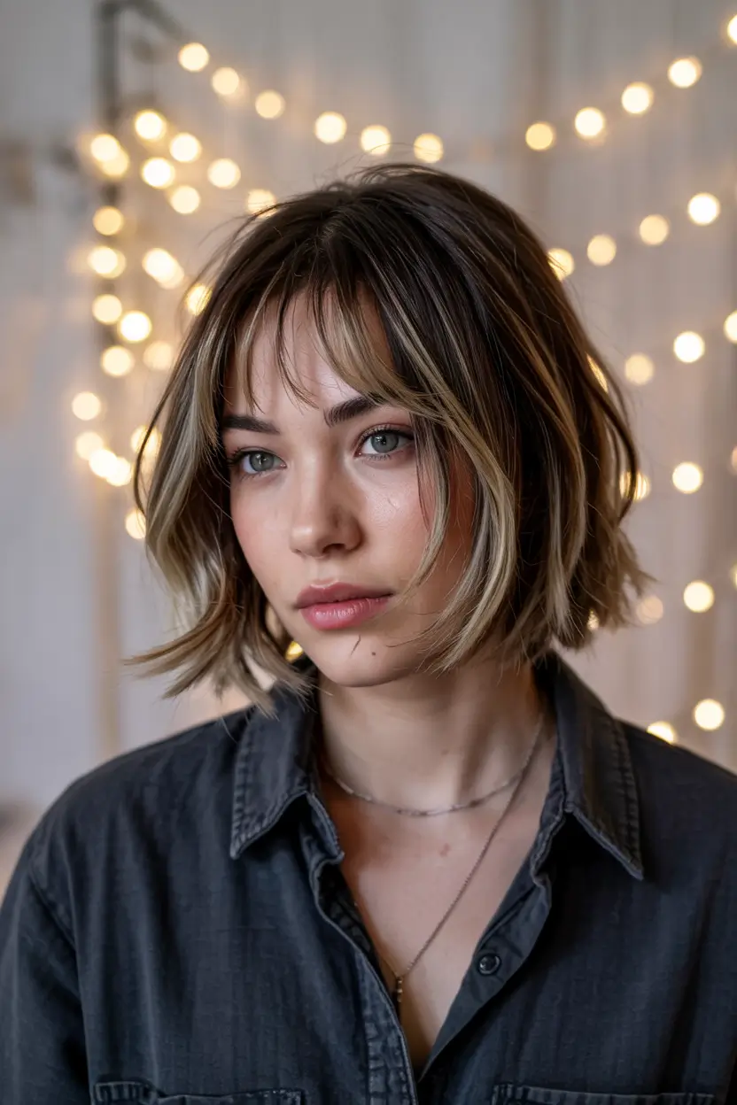 choppy bob haircuts 2026 Golden Fringe With Soft Layers