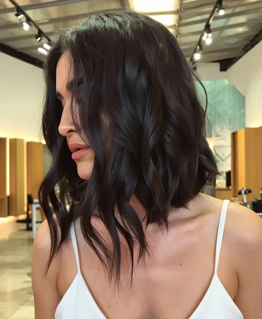 choppy bob haircuts 2026 Midnight Layers With Subtle Movement