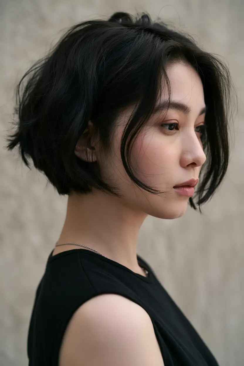 choppy bob haircuts 2026 Playful Jet Black Tousle