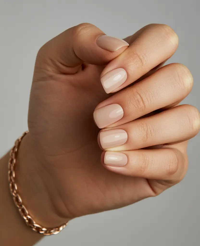 chrome nails 2026 Soft Nude Chrome Glow