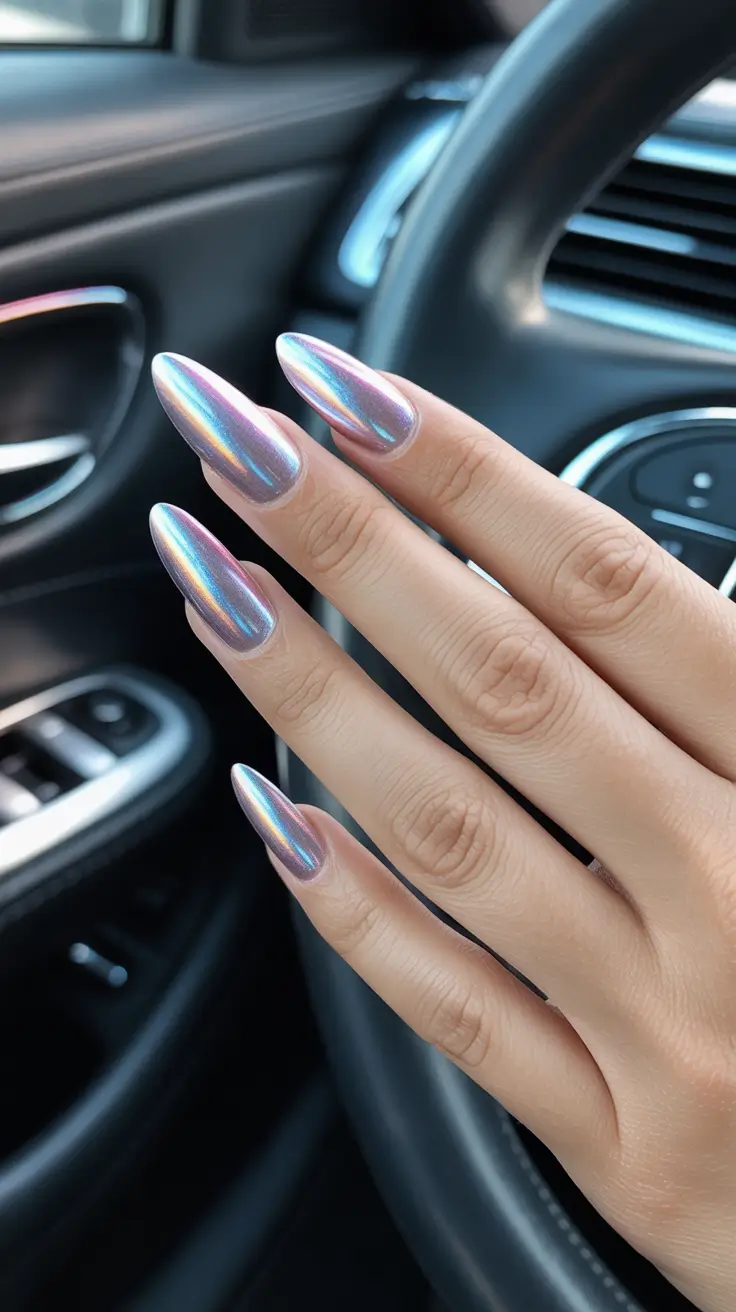 chrome nails 2026 Opalescent Almond Aura