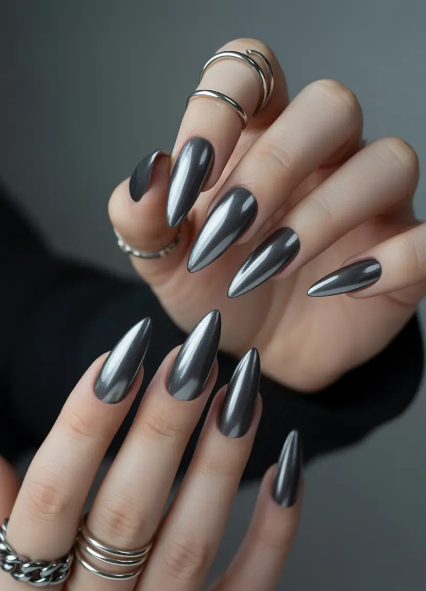 chrome nails 2026 Gunmetal Chrome Edge