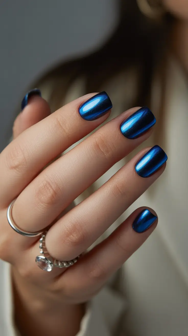 chrome nails 2026 Electric Sapphire Mirror