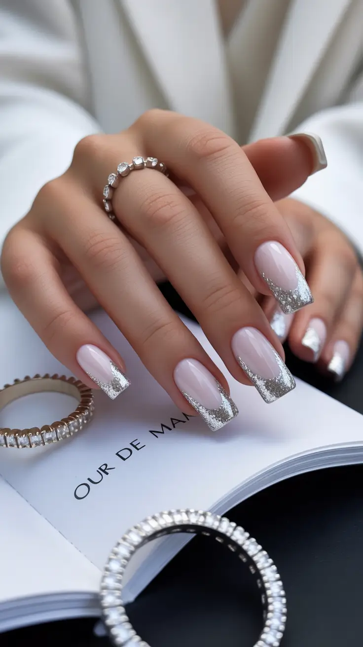 chrome nails 2026 Silver Luxe French Energy