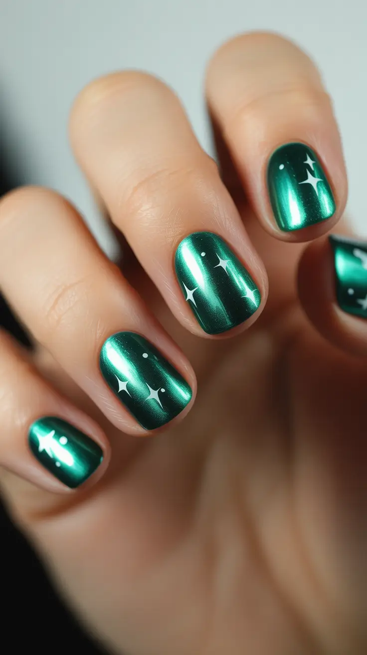 chrome nails 2026 Emerald Cosmic Chrome