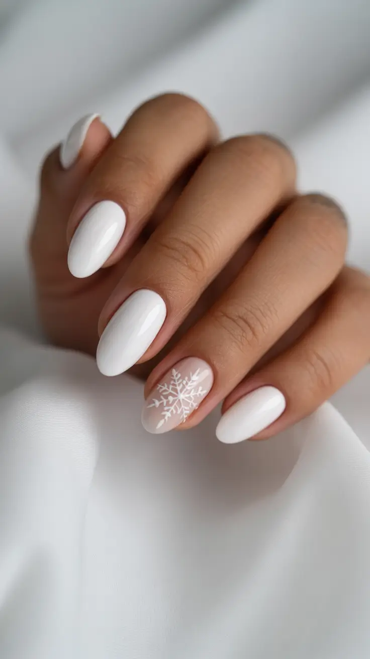 classy nails 2026 Winter Snowflake Elegance in Crisp White