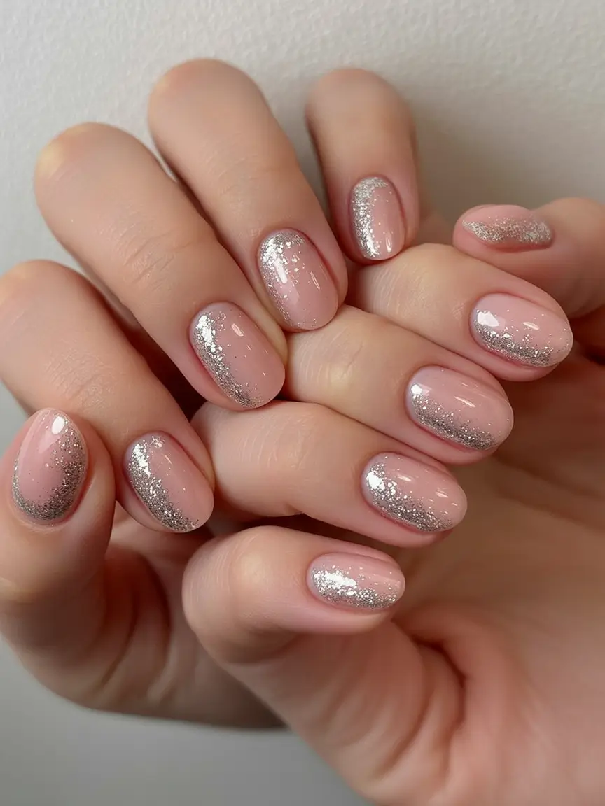 classy nails 2026 Silver Drift Sparkle for the Soft-Glam Lover