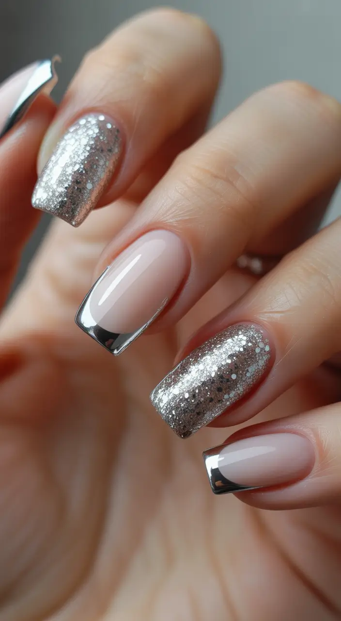 classy nails 2026 Chrome French and Glitter Luxe for High Impact Elegance