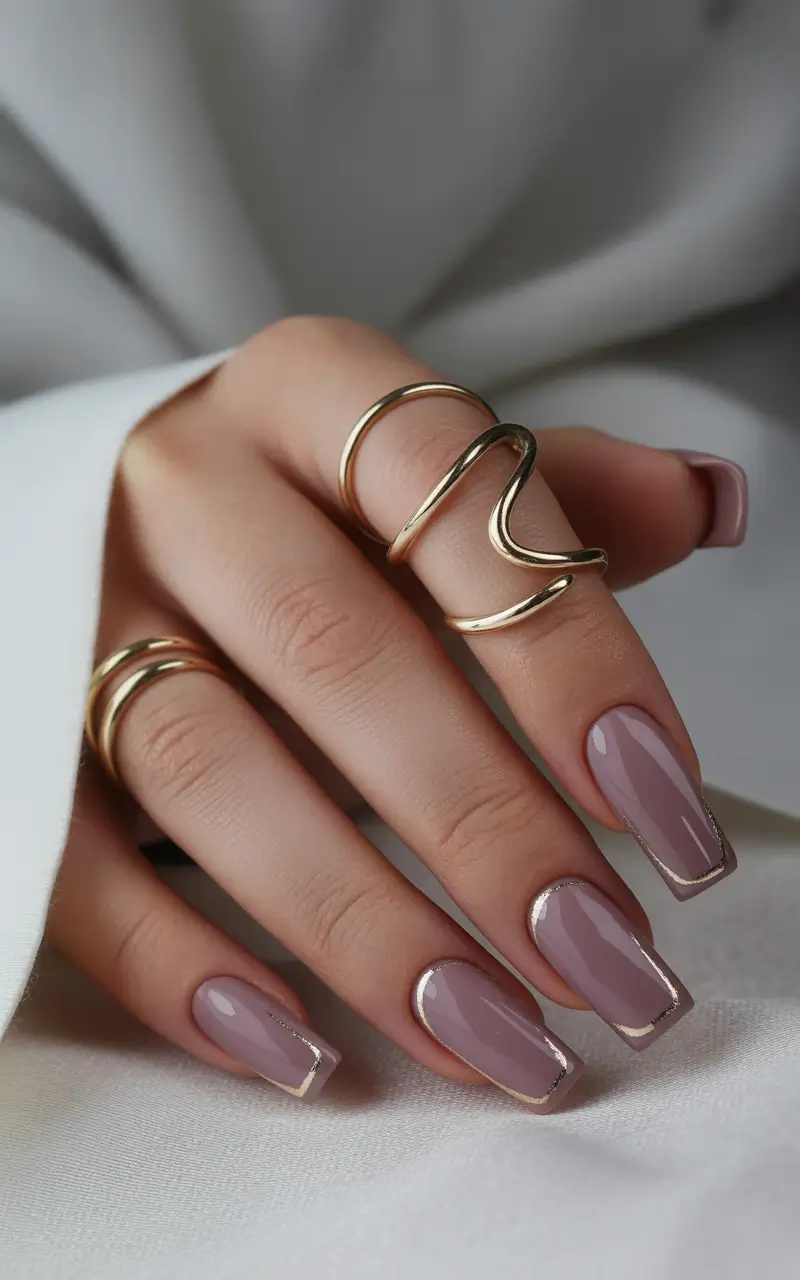 classy nails 2026 Taupe Perimeter Metallics for Architectural Chic