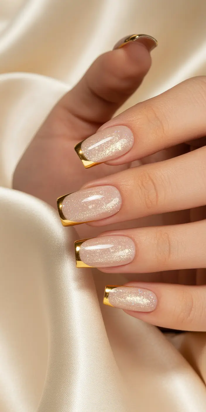 classy nails 2026 Golden Tip Sparkle for Glamour with Restraint