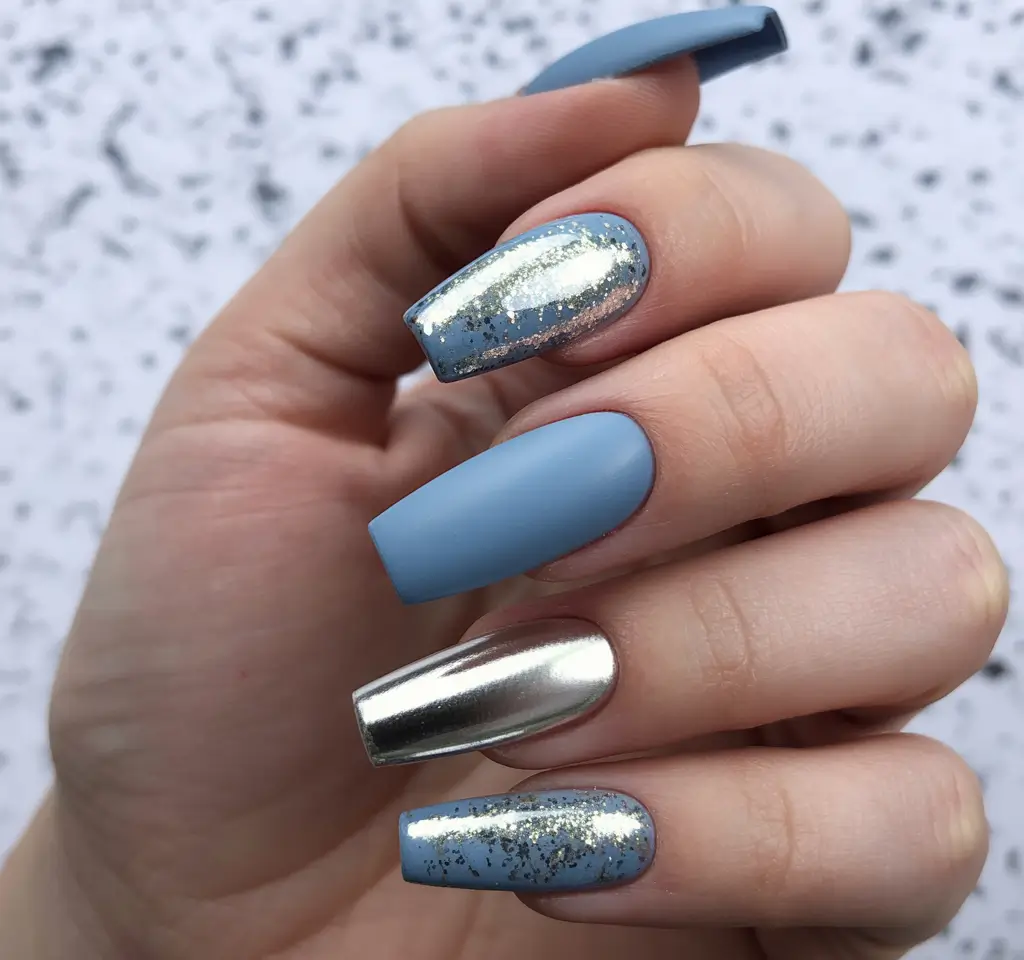 coffin nails 2026 Blue Sky Chrome with Winter Silver Accents