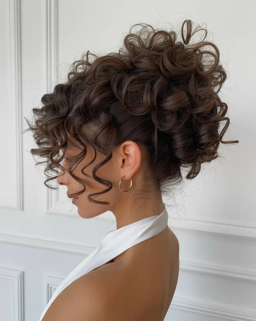 curly hairstyles ideas Romantic Curly Updo with Volume and Bounce