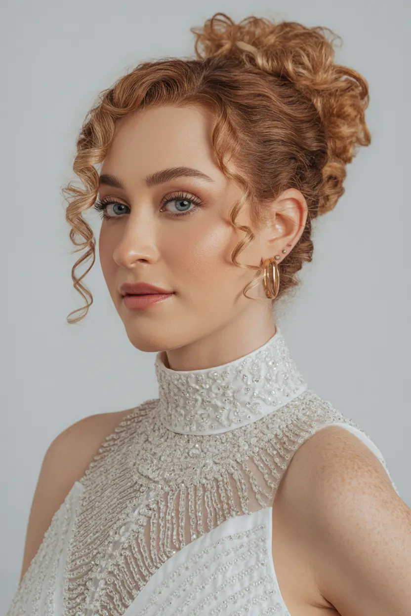 curly hairstyles ideas Refined Curly Bun for Formal Moments