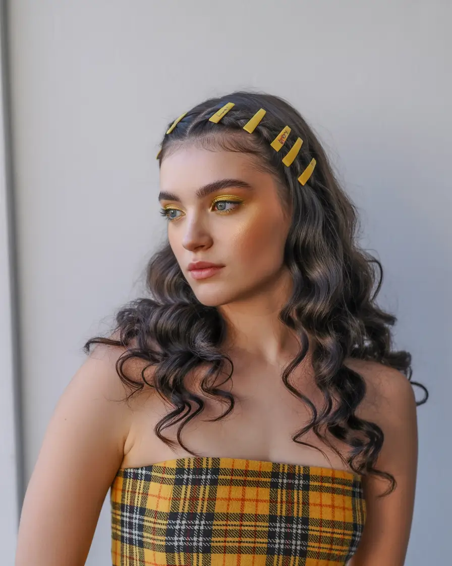 cute hairstyles ideas 2026 Retro Waves With Colorful Clips