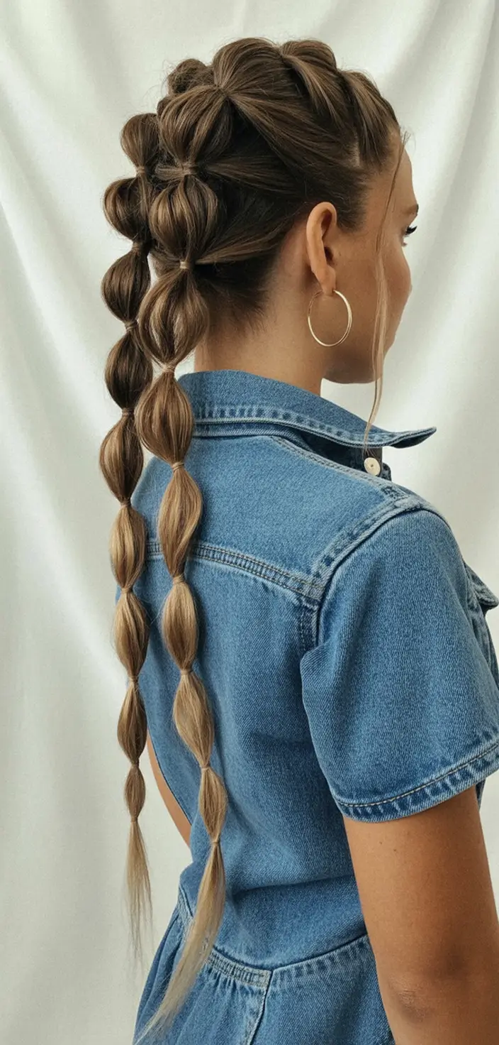 cute hairstyles ideas 2026 Bubble Braids With a Bold Twist
