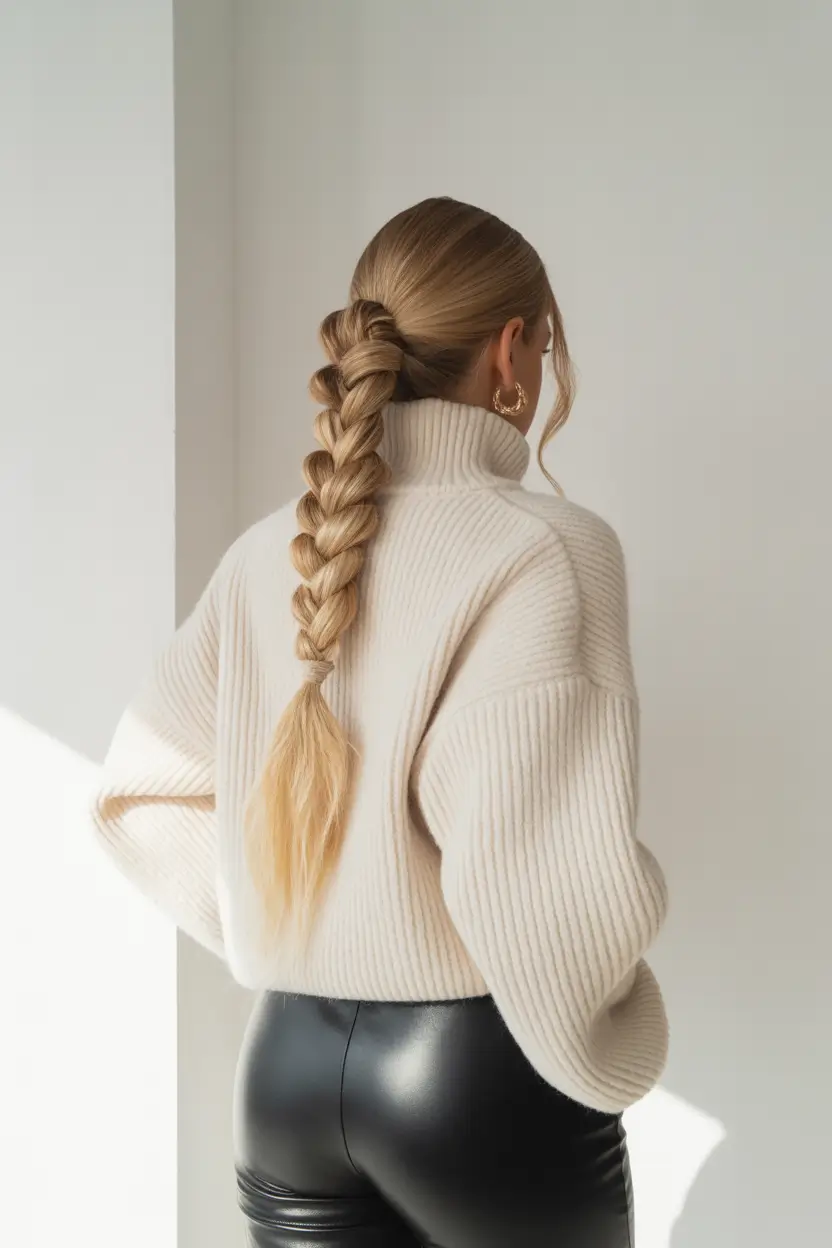 cute hairstyles ideas 2026 Thick Braid With a Modern Twist