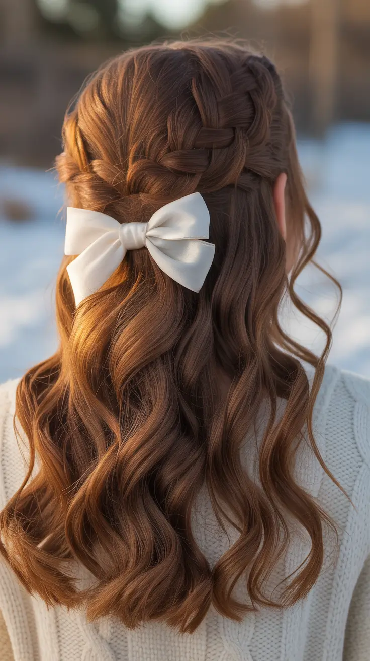 cute hairstyles ideas 2026 Romantic Half Up With Satin Bow