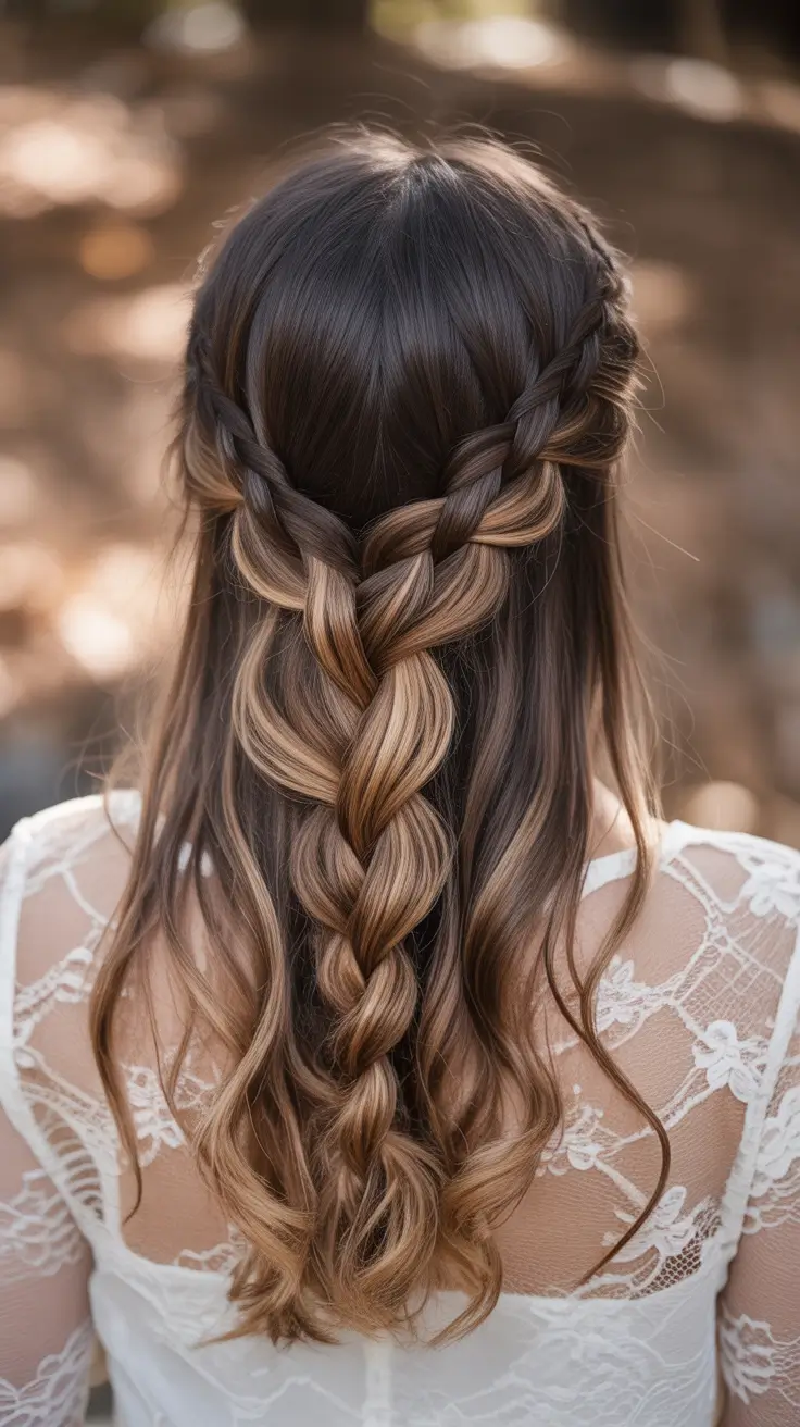 cute hairstyles ideas 2026 Bohemian Braided Half Up Glow