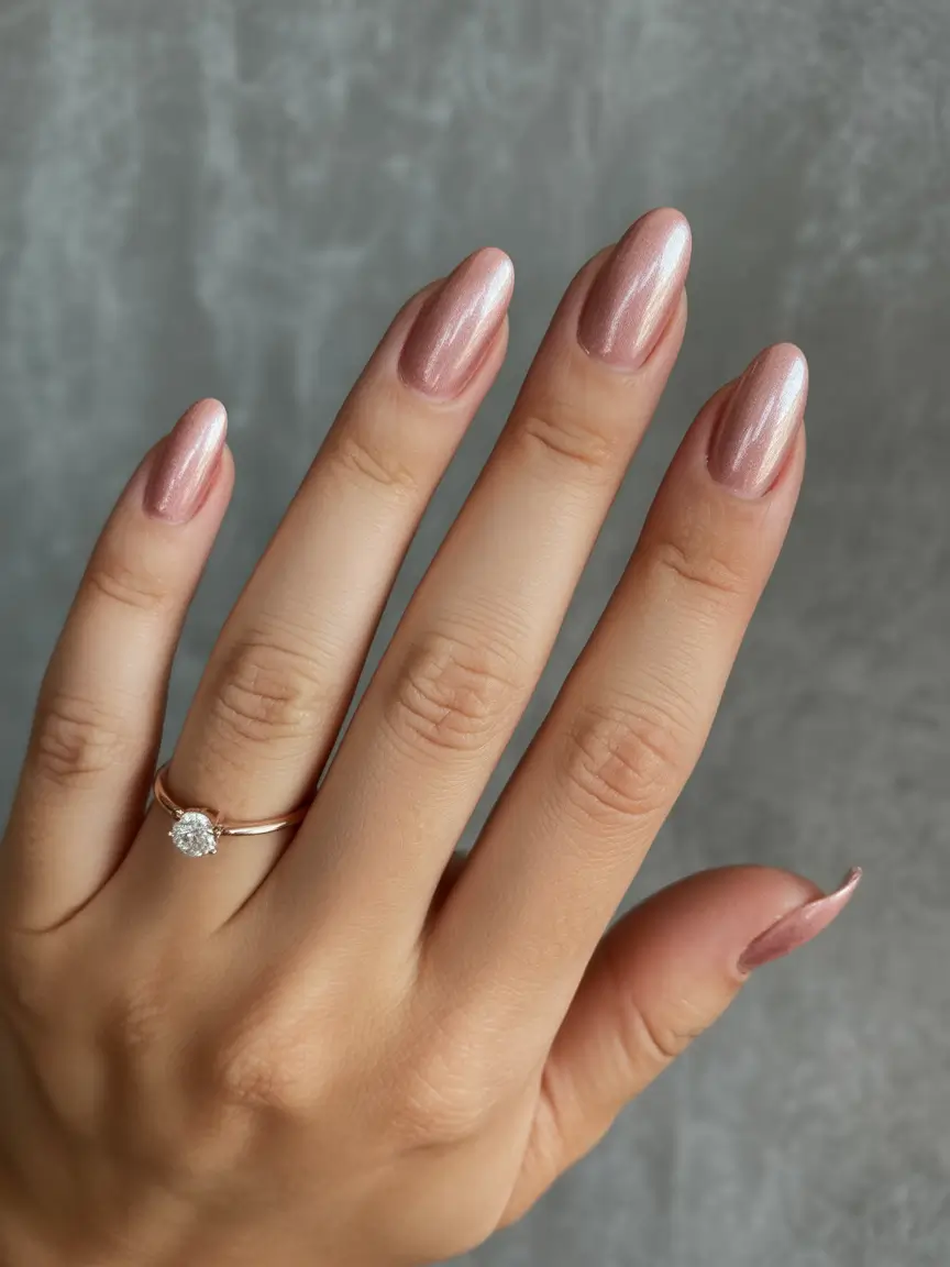 cute nails 2026 Rose Champagne Glow With Almond Pearl Sheen