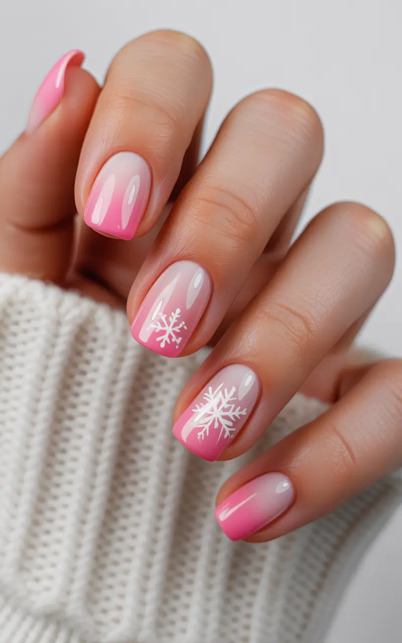 cute nails 2026 Pink Frost French With Snow-Soft Accents