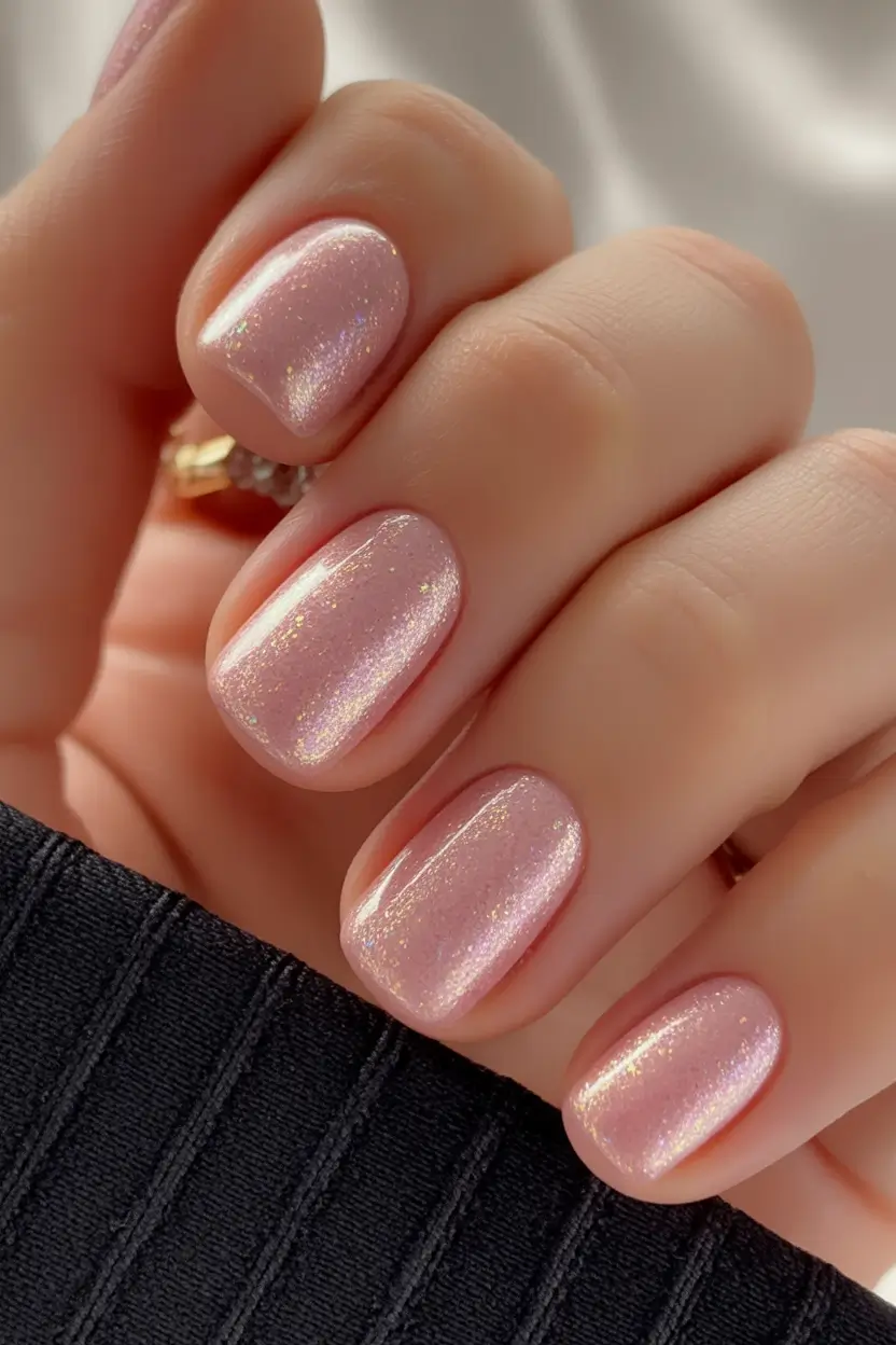 cute nails 2026 Pink Moonlight With Shimmer Softness
