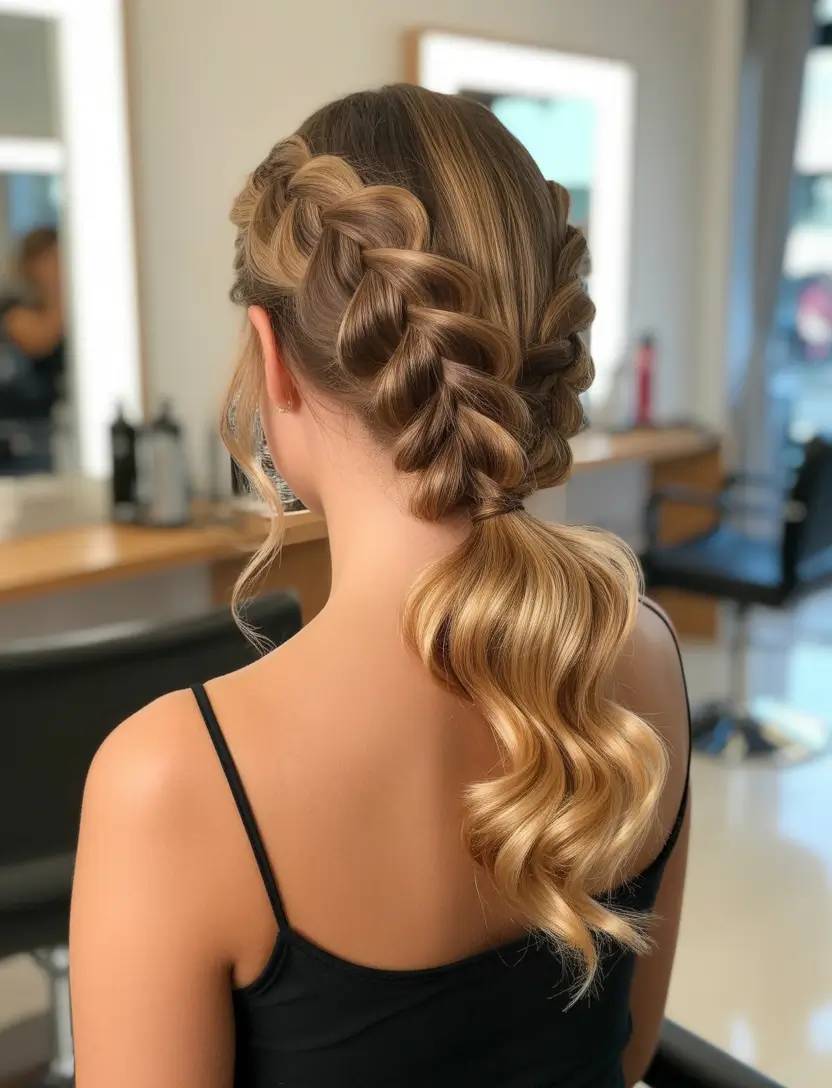 easy hairstyles ideas 2026 Textured Braid to Pony Combo