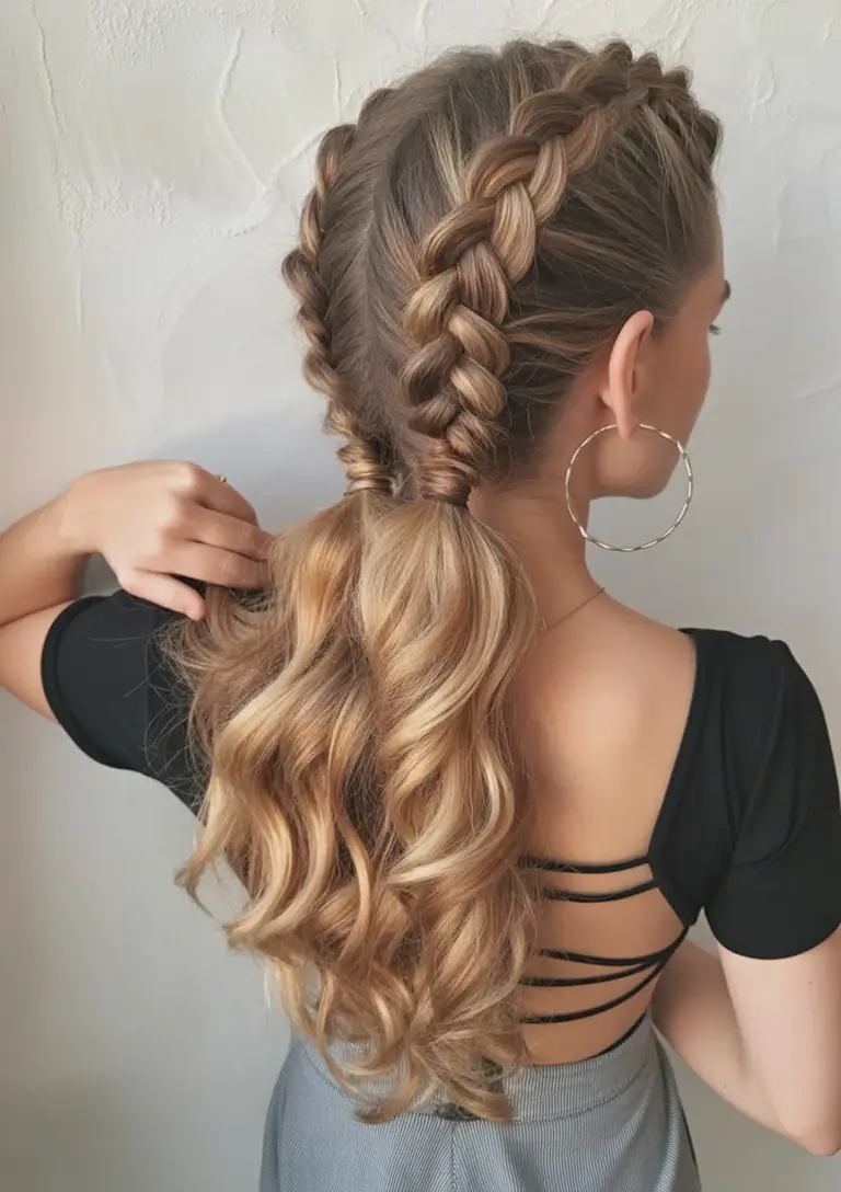 easy hairstyles ideas 2026 Playful Braided Ponytail