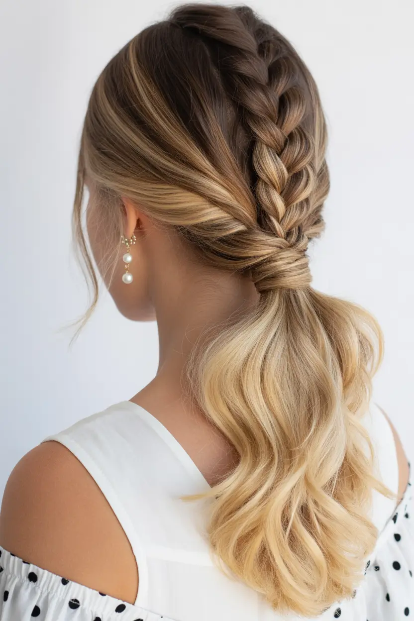easy hairstyles ideas 2026 Romantic Braid and Pony Fusion