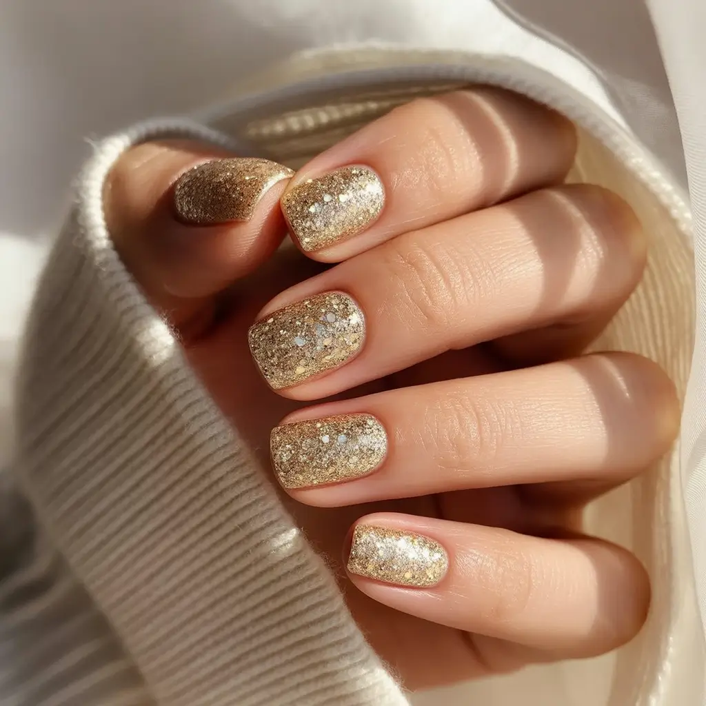 elegant nails 2026 Soft Square Golden Sand