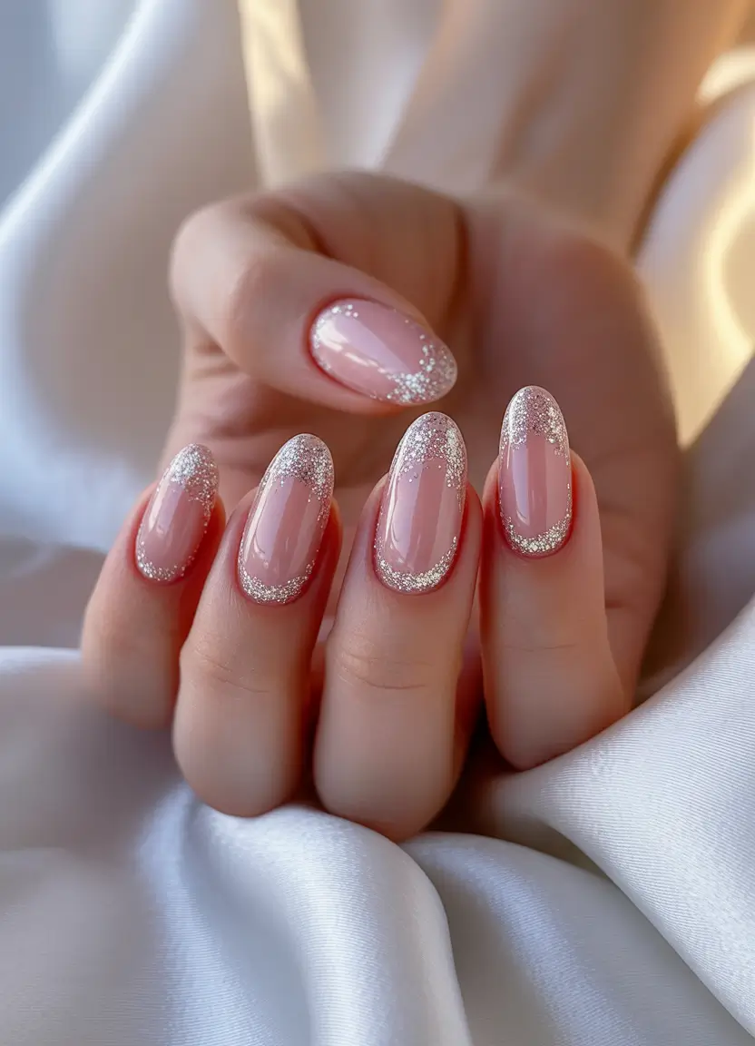 elegant nails 2026 Silver Twilight French Sparkle