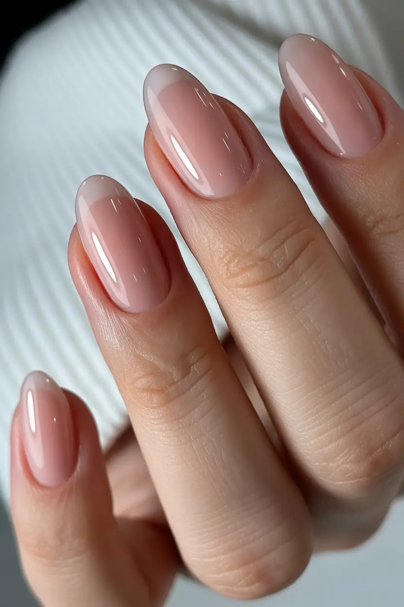 elegant nails 2026 Milky Pink Clean Gloss Oval
