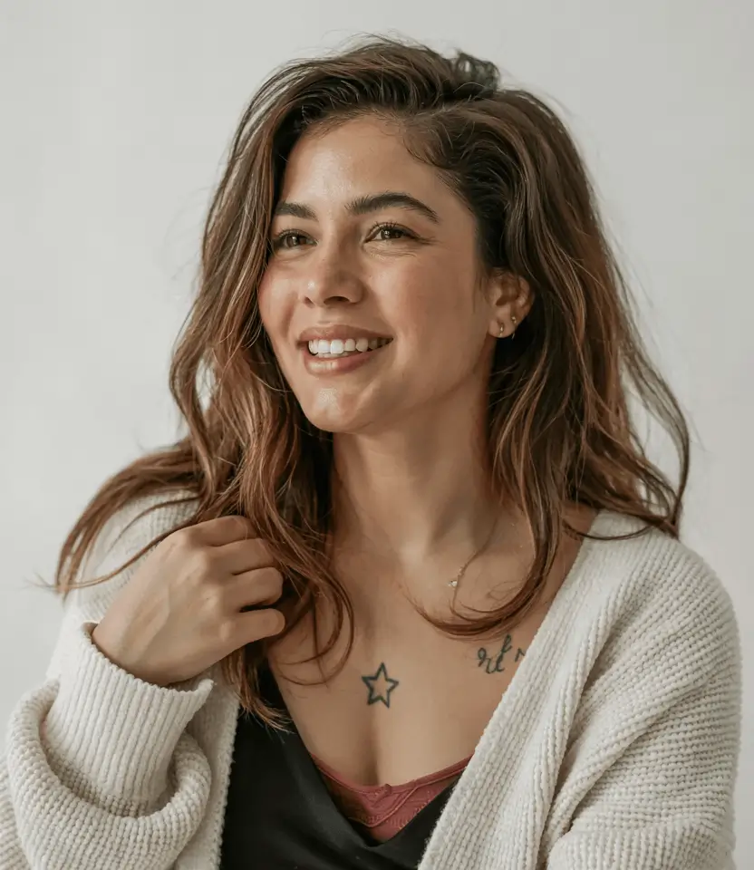 fat face haircuts women Relaxed Layers with Sun-Kissed Finish